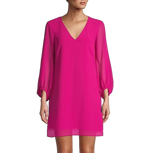 ELIZA J CHIFFON SHIFT DRESS IN HOT PINK ✨ NEW WITH TAGS SIZE 6
